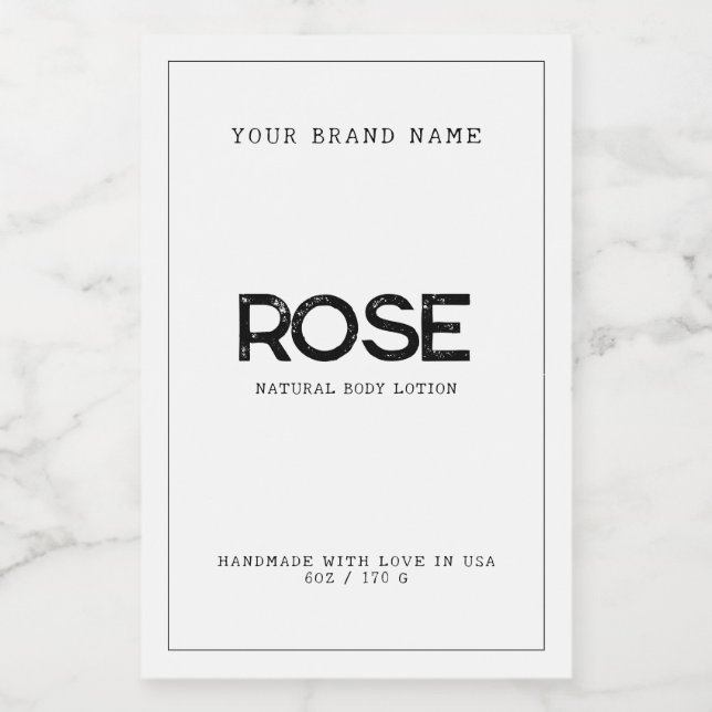 Minimalist white modern elegant body lotion label (Single Label)