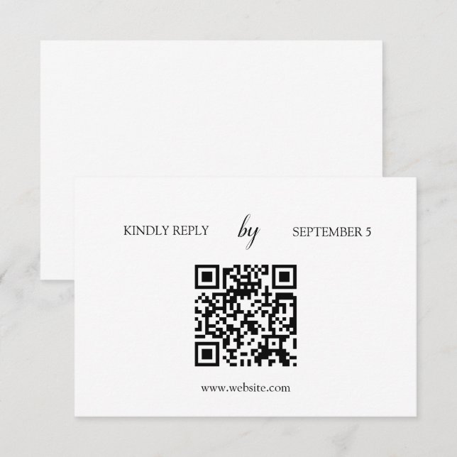 Minimalist White Modern QR Code Wedding RSVP Card (Front/Back)