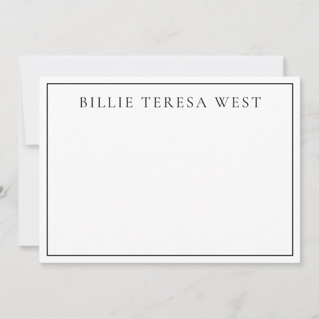 Minimalist White | Modern Simple Border Monogram Card (Front)