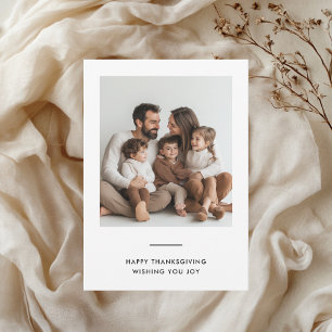 Minimalist White Modern Thanksgiving Family Photo Invitation