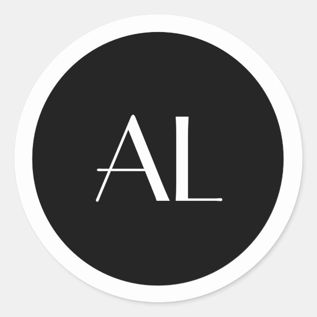 Minimalist White Monogram Simple Modern Classic Round Sticker (Front)