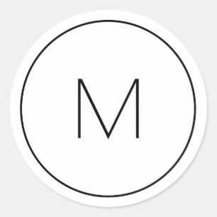 Minimalist White Monogram Simple Single Letter Classic Round Sticker