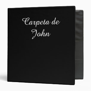 Minimalist White on Black Notas Spanish Carpeta Binder