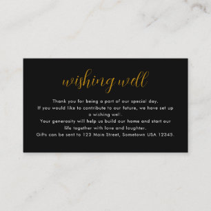Minimalist White on Black Typography Wishing Well Enclosure Card