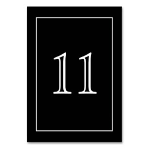 Minimalist White on Black Vertical   Table Number