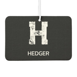 MINIMALIST WHITE ONE LETTER MONOGRAM NAME BLACK AIR FRESHENER
