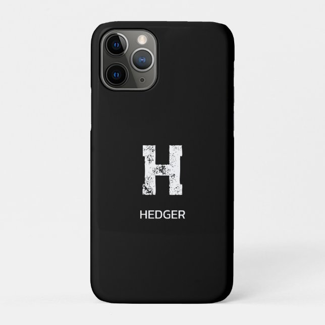 MINIMALIST WHITE ONE LETTER MONOGRAM NAME BLACK Case-Mate iPhone CASE (Back)