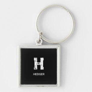 MINIMALIST WHITE ONE LETTER MONOGRAM NAME BLACK KEYCHAIN