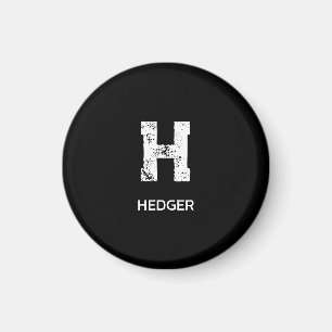 MINIMALIST WHITE ONE LETTER MONOGRAM NAME BLACK MAGNET