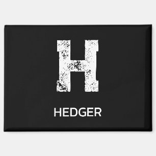 MINIMALIST WHITE ONE LETTER MONOGRAM NAME BLACK MAGNET