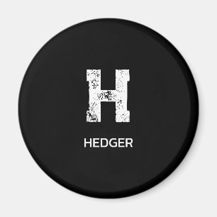 MINIMALIST WHITE ONE LETTER MONOGRAM NAME BLACK MAGNET