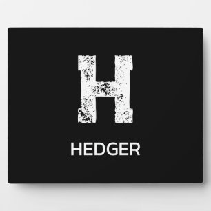 MINIMALIST WHITE ONE LETTER MONOGRAM NAME BLACK  PLAQUE