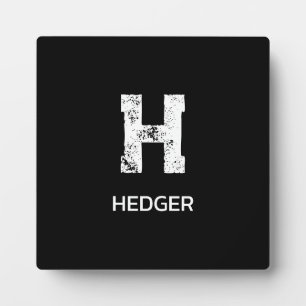 MINIMALIST WHITE ONE LETTER MONOGRAM NAME BLACK PLAQUE