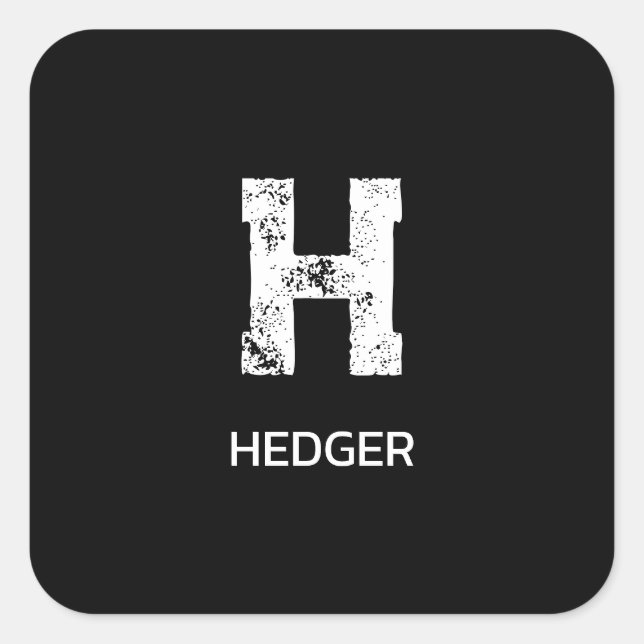 MINIMALIST WHITE ONE LETTER MONOGRAM NAME BLACK SQUARE STICKER (Front)
