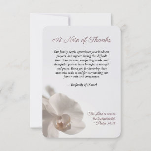 Minimalist White Orchid Memorial Thank You Card
