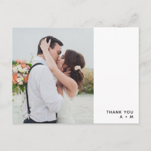 Minimalist   White   Photo Wedding Thank You Postcard