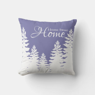 Minimalist white pine tree silhouette throw pillow