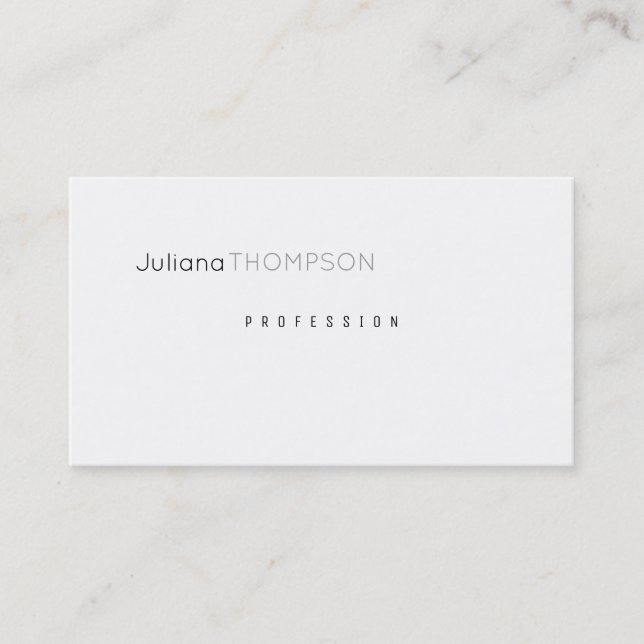 minimalist white plain & clear prof business card (Front)