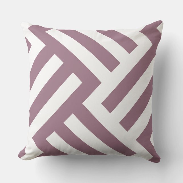 Minimalist White & Red Striped Patterned Throw Pillow (Front)