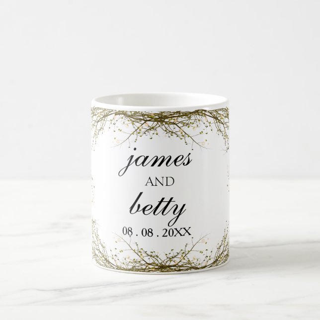 Minimalist white rustic wedding gift coffee mug (Center)