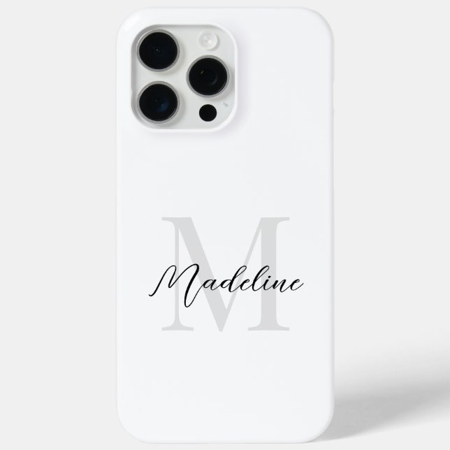 Minimalist White Script Calligraphy Monogram Case-Mate iPhone Case (Back)
