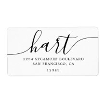 Minimalist White Script Family Return Address