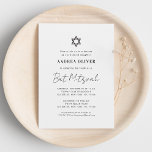 Minimalist White Script Modern Simple Bat Mitzvah  Invitation<br><div class="desc">Celebrate Bar Mitzvah with this modern,  elegant invitation,  featuring your custom text. Easily add your own details by clicking on the "personalize" option.</div>