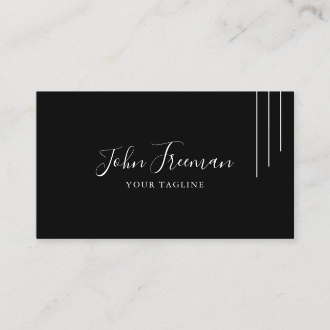 Minimalist White Script Notary Signing Agent Business Card (Front)