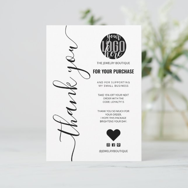 Minimalist White Signature Script Order Thank You (Standing Front)