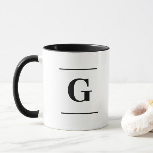 Minimalist white simple monogram mug
