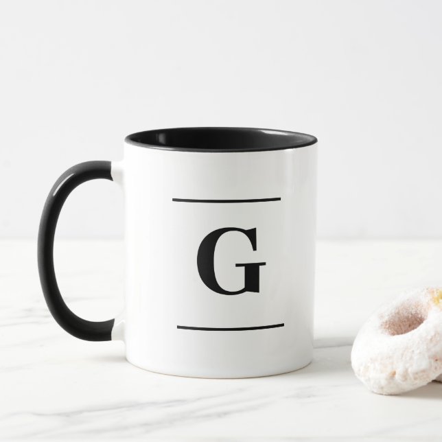 Minimalist white simple monogram mug (With Donut)