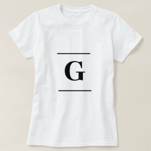 Minimalist white simple monogram T-Shirt