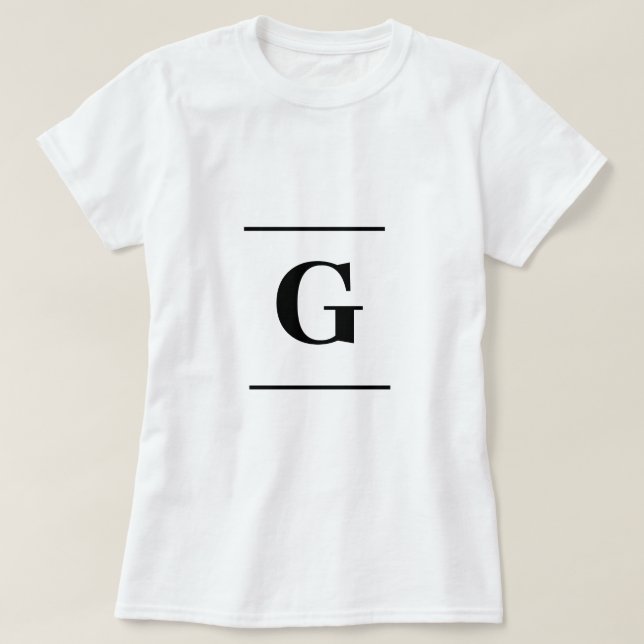 Minimalist white simple monogram T-Shirt (Design Front)