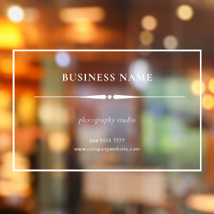Minimalist White Small Business Name Transparent Window Cling