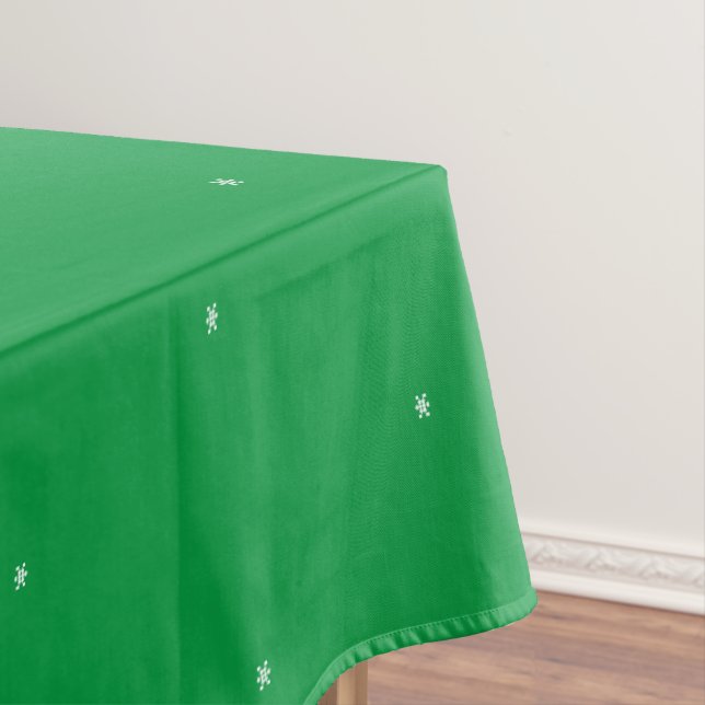 Minimalist white snowflakes gree pattern Christmas Tablecloth (In Situ)