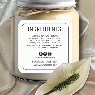 Minimalist white social media ingredients label