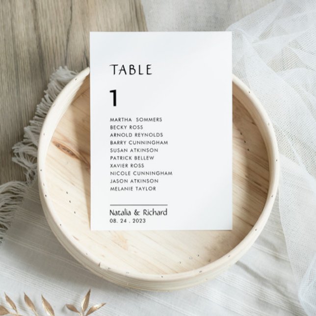 Minimalist White Table Number 1 Seating Charts (Creator Uploaded)