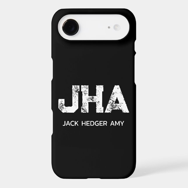 MINIMALIST WHITE THREE LETTER MONOGRAM NAME BLACK (Back)