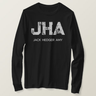 MINIMALIST WHITE THREE LETTER MONOGRAM NAME BLACK T-Shirt
