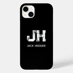MINIMALIST WHITE TWO LETTER MONOGRAM NAME BLACK Case-Mate iPhone 14 PLUS CASE
