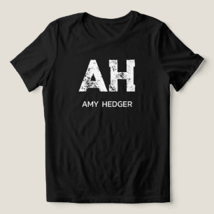 MINIMALIST WHITE TWO LETTER MONOGRAM NAME BLACK Tri-Blend SHIRT