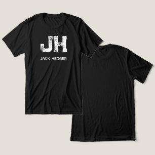 MINIMALIST WHITE TWO LETTER MONOGRAM NAME BLACK Tri-Blend SHIRT