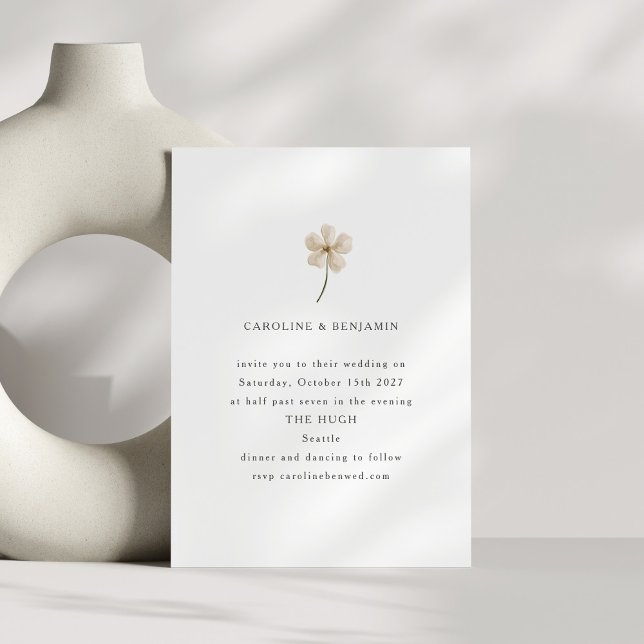 Minimalist White Watercolor Wildflower Wedding Invitation (Creator Uploaded)