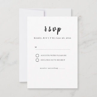 Minimalist White Wedding RSVP Card
