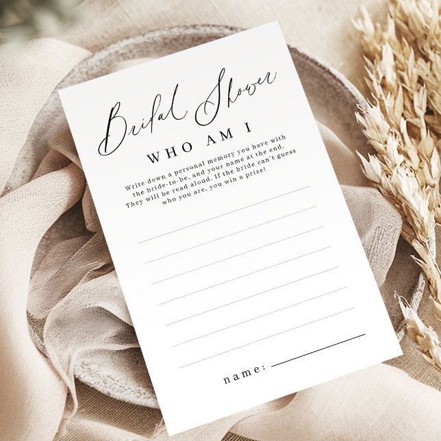 Minimalist who am I bridal shower game (Minimalist who am I bridal shower game)