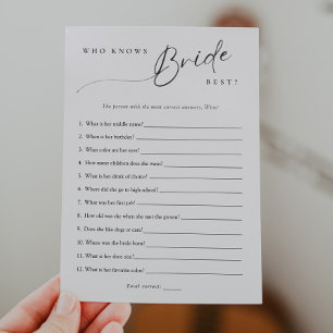 Minimalist Who Knows Bride Best Shower Game Card
