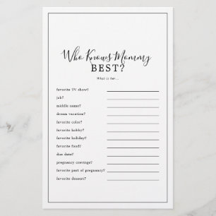 Minimalist Who Knows Mommy Best Trivia Game Flyer