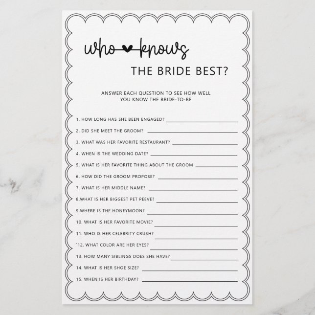 Minimalist who knows the bride best bridal shower  flyer (Front)