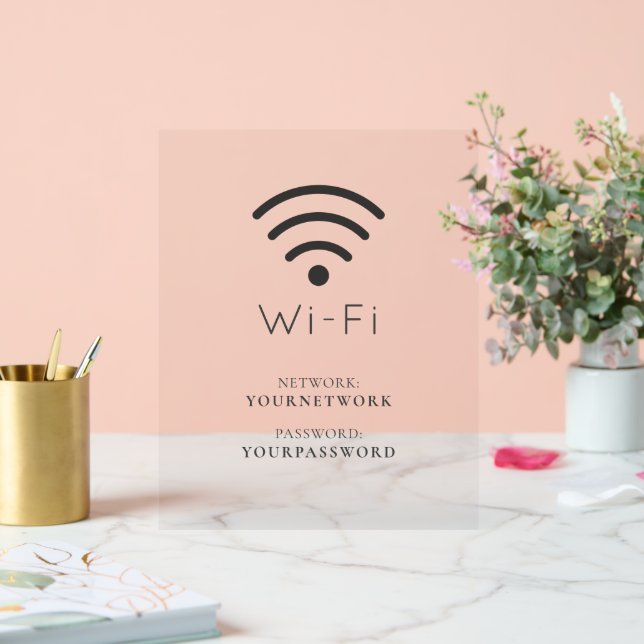 Minimalist Wi-Fi Network & Password Acrylic Sign (Wedding)