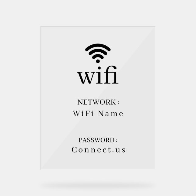 Minimalist Wi-Fi Network Password Display Sign (Recto)
